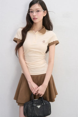 Embroidered Pleated A-Line Skirt