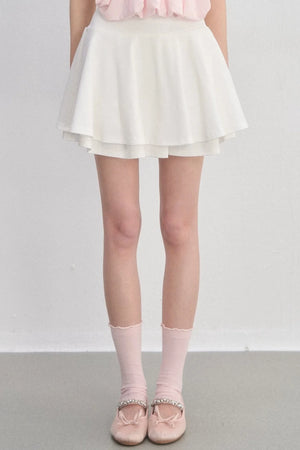 Embroidered Pleated A-Line Skirt