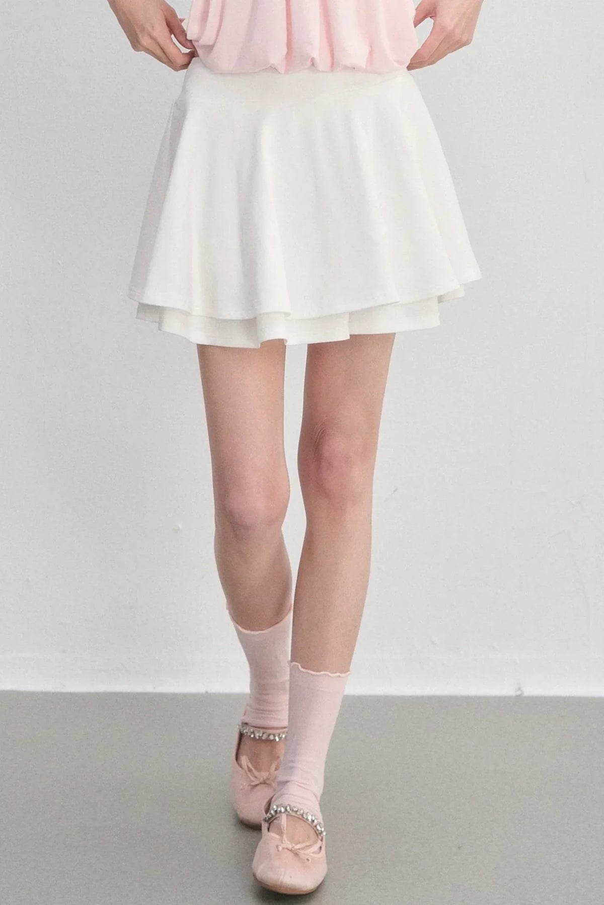 Embroidered Pleated A-Line Skirt