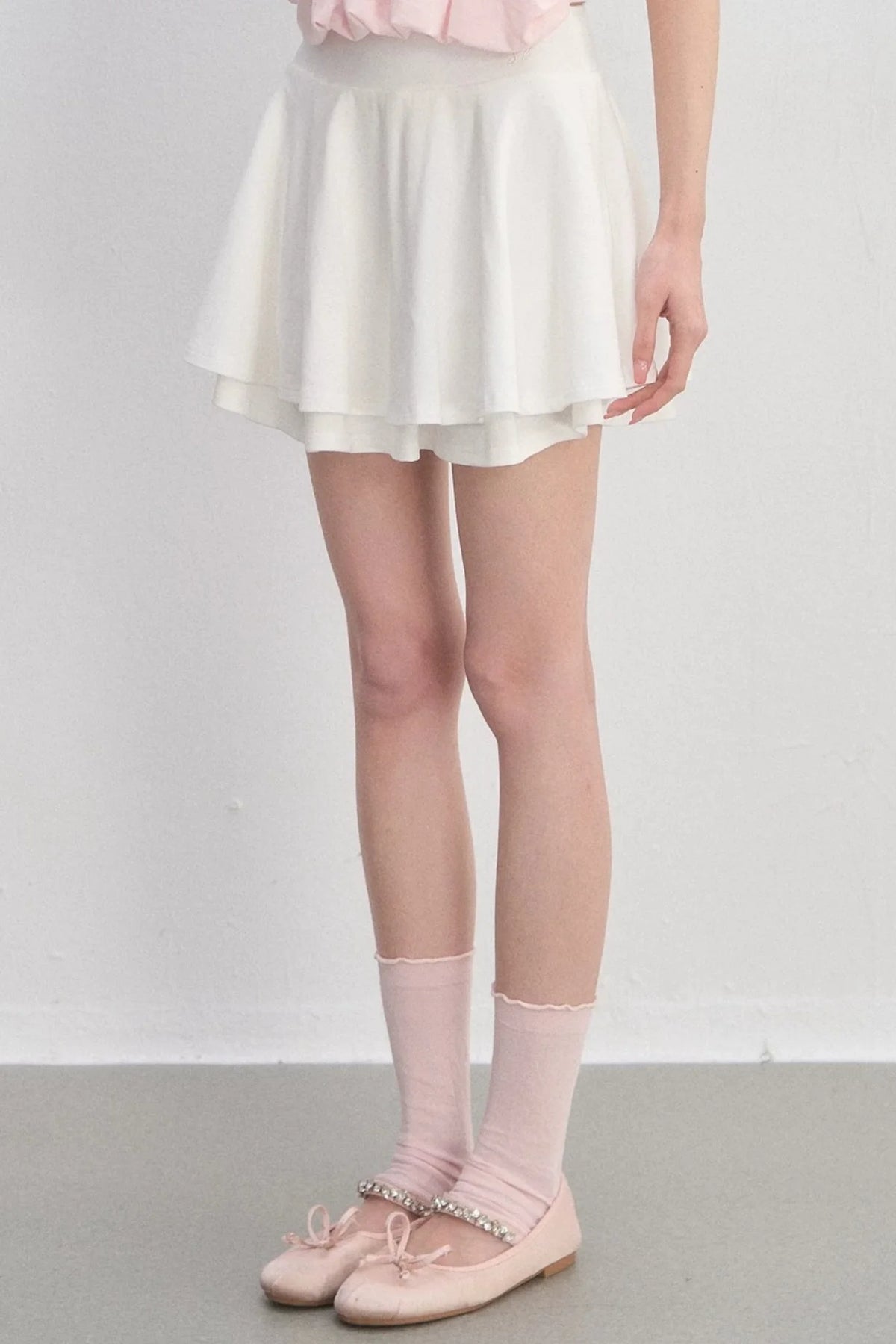 Embroidered Pleated A-Line Skirt