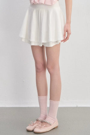 Embroidered Pleated A-Line Skirt