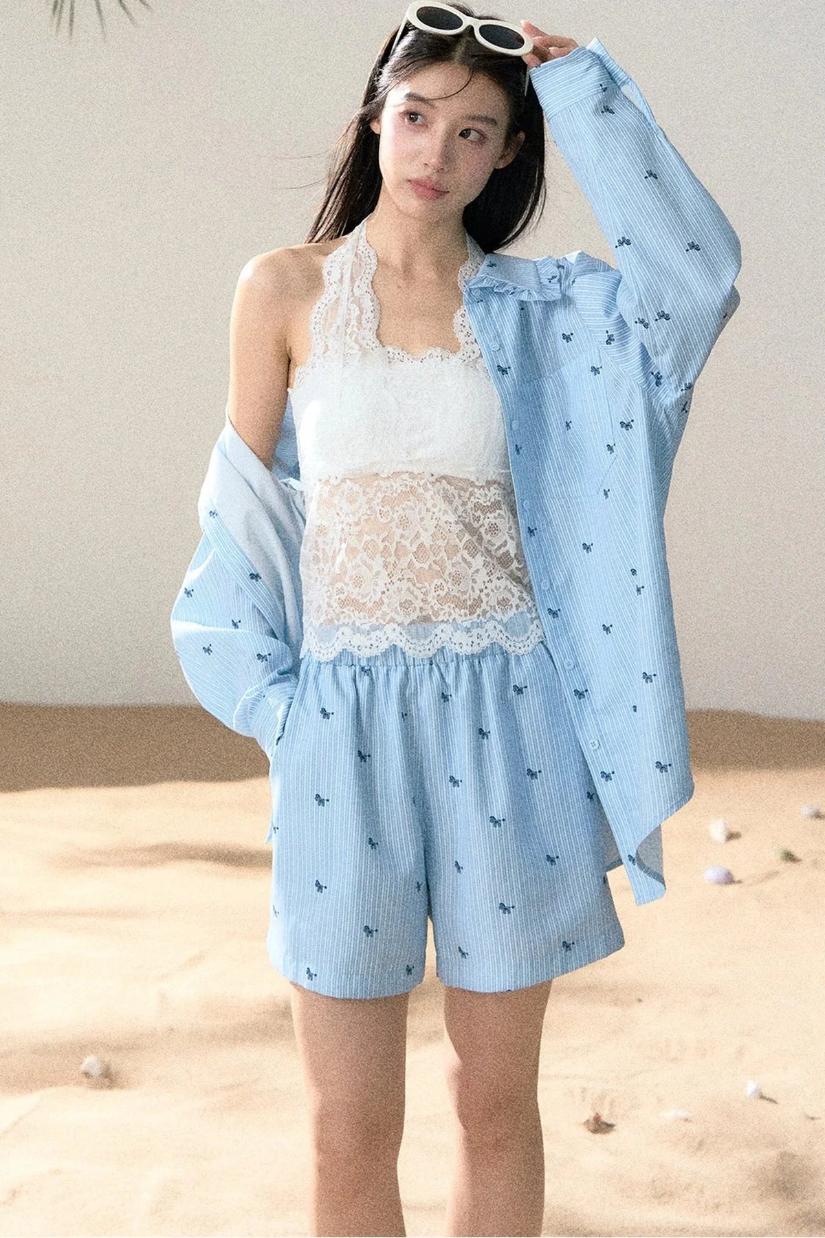Embroidered Pony Shirt And Shorts Set-Up