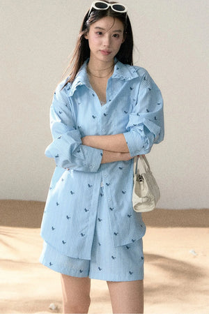 Embroidered Pony Shirt And Shorts Set-Up
