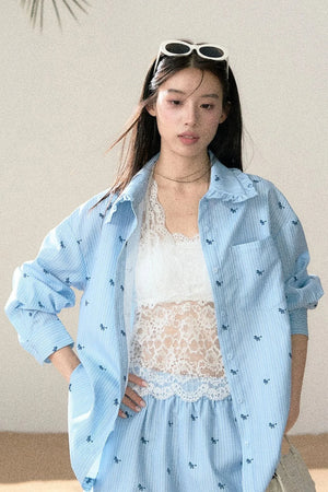 Embroidered Pony Shirt And Shorts Set-Up