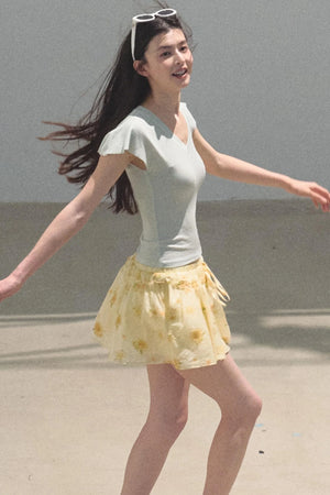 Embroidered Puffy A-Line Skirt