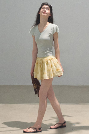 Embroidered Puffy A-Line Skirt