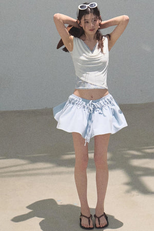 Embroidered Puffy A-Line Skirt