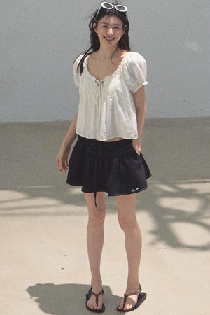 Embroidered Puffy A-Line Skirt