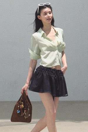 Embroidered Puffy A-Line Skirt