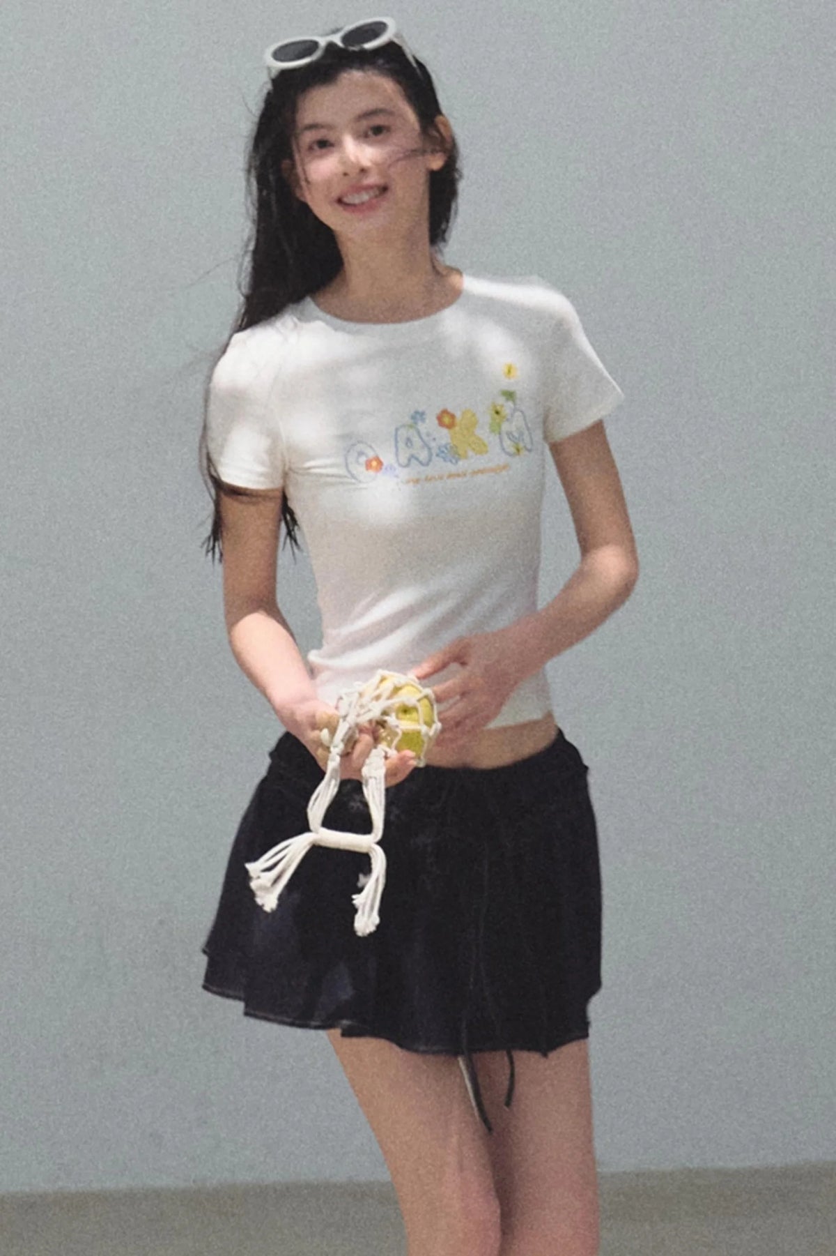 Embroidered Puffy A-Line Skirt