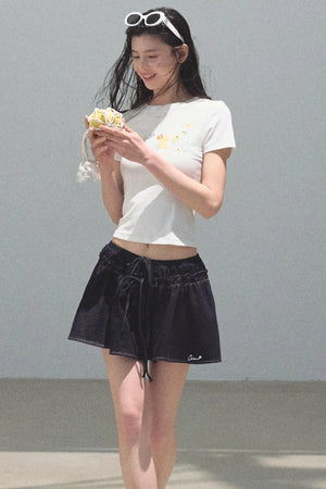Embroidered Puffy A-Line Skirt
