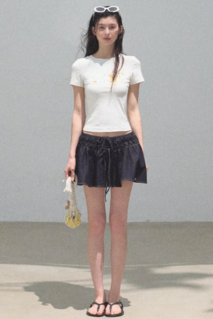 Embroidered Puffy A-Line Skirt
