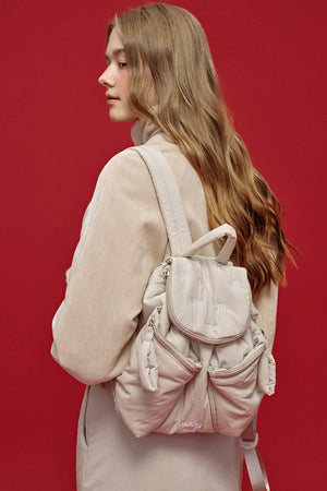 Embroidered Quilted Lyocell Backpack