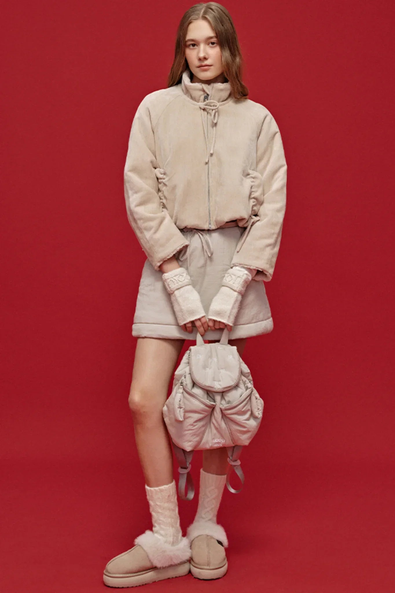 Embroidered Quilted Lyocell Backpack
