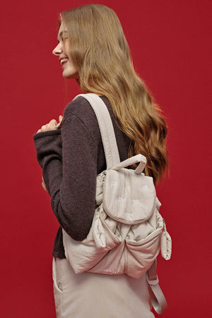 Embroidered Quilted Lyocell Backpack