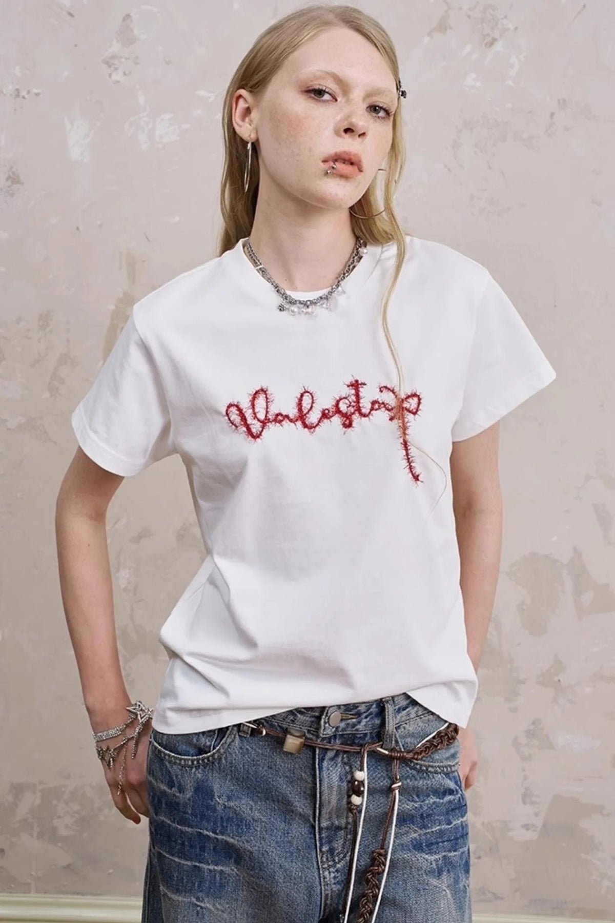 Embroidered Silk Tee