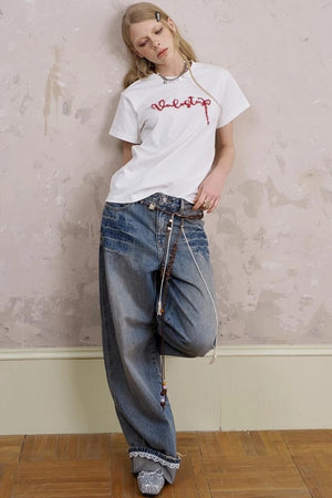 Embroidered Silk Tee