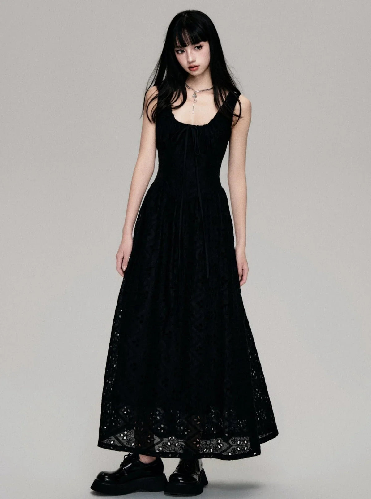 Embroidered Tencel Sleeveless Dress