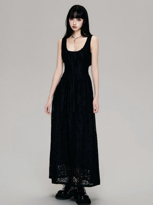 Embroidered Tencel Sleeveless Dress