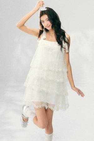 Embroidered Tulle Tiered Fairy Dress