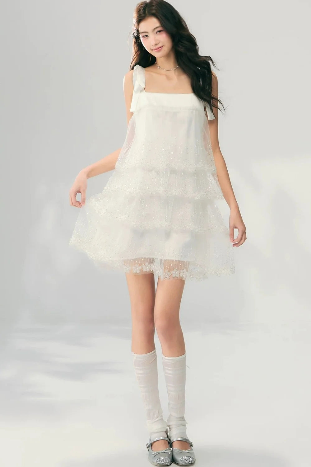 Embroidered Tulle Tiered Fairy Dress