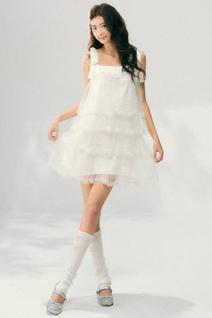 Embroidered Tulle Tiered Fairy Dress