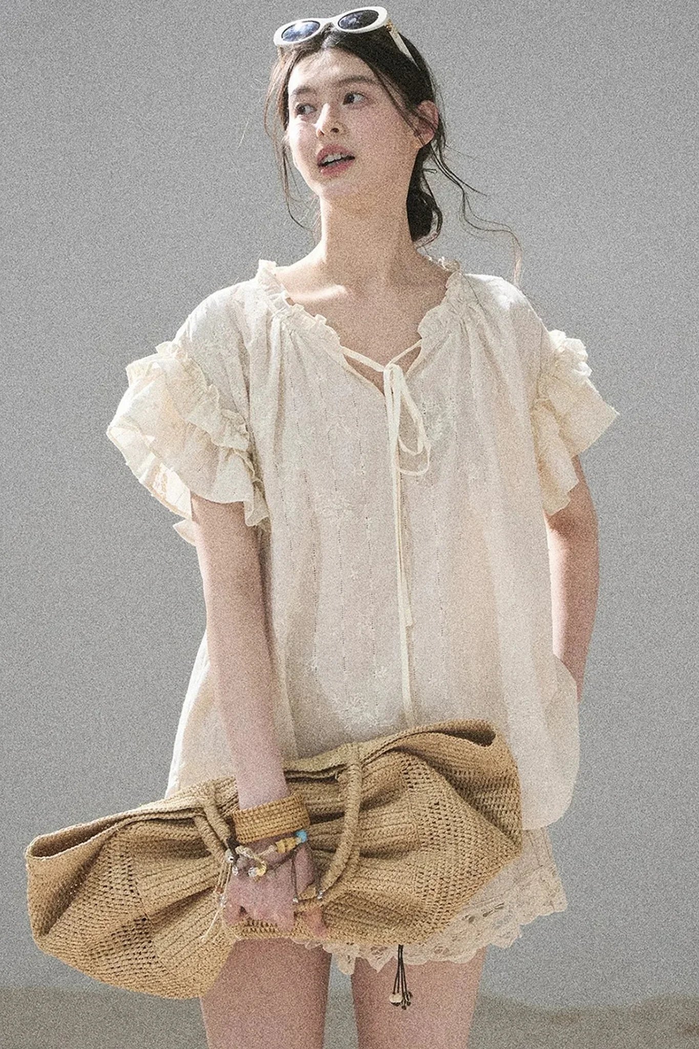 Embroidered V-Neck Blouse