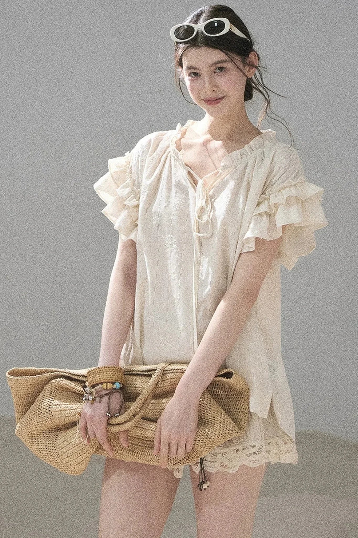 Embroidered V-Neck Blouse