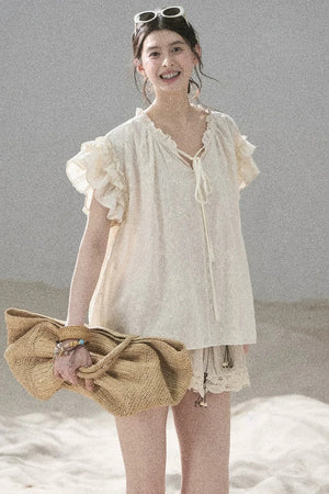 Embroidered V-Neck Blouse