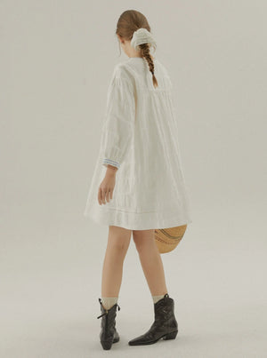 Embroidery White Streamer Dress
