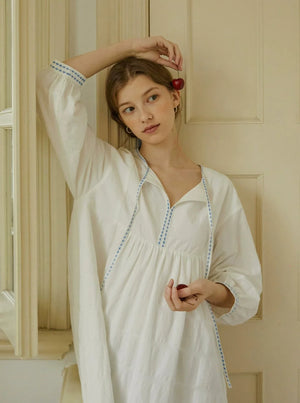 Embroidery White Streamer Dress