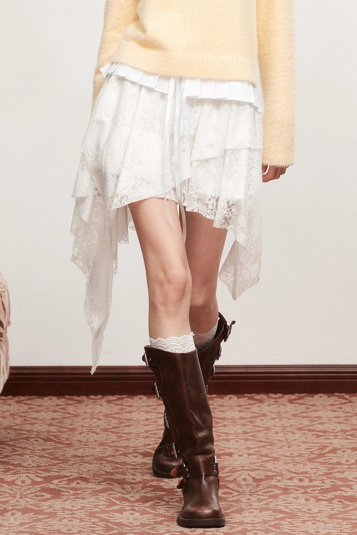 Emo Girl Goth White Short Skirt