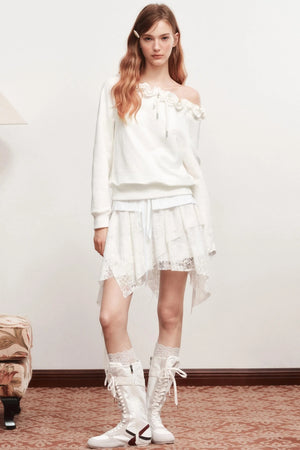 Emo Girl Goth White Short Skirt