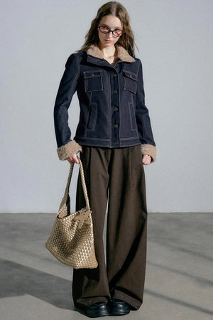 Empire High-Waisted Wide-Leg Trousers