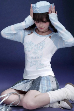 Energetic Striped Raglan Sleeve T-Shirt