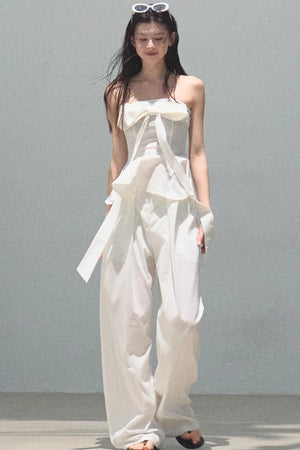 Eternal River Bandeau Top Wide-Leg Trousers Set-Up