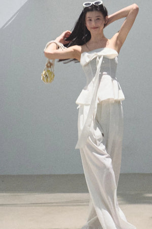 Eternal River Bandeau Top Wide-Leg Trousers Set-Up
