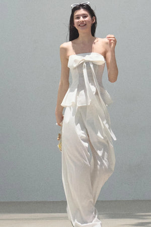 Eternal River Bandeau Top Wide-Leg Trousers Set-Up