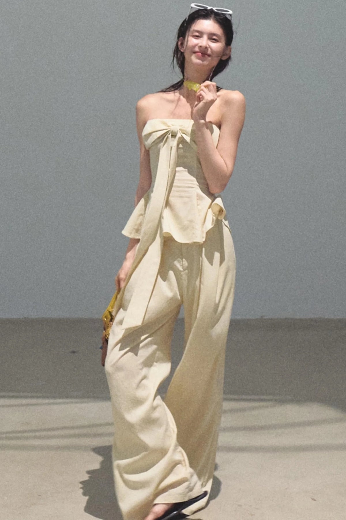 Eternal River Bandeau Top Wide-Leg Trousers Set-Up