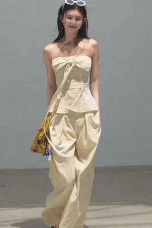 Eternal River Bandeau Top Wide-Leg Trousers Set-Up