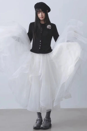 Ethereal White Mesh Skirt