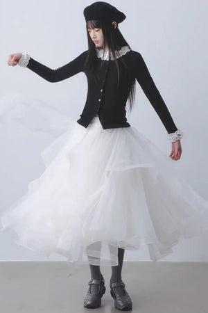 Ethereal White Mesh Skirt