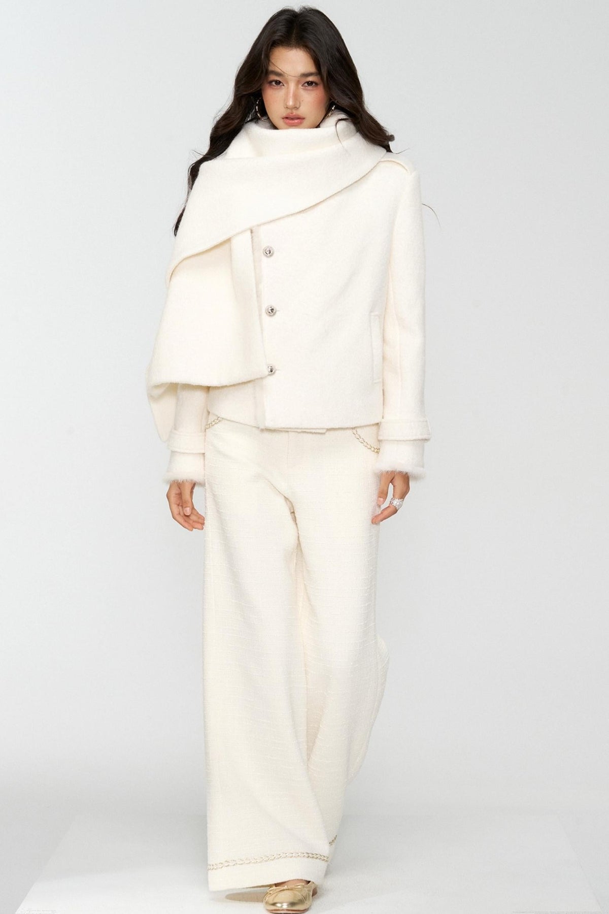 Exquisite Woolen Cropped Jacket Set-Up