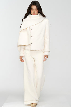 Exquisite Woolen Cropped Jacket Set-Up