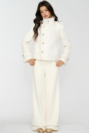 Exquisite Woolen Cropped Jacket Set-Up