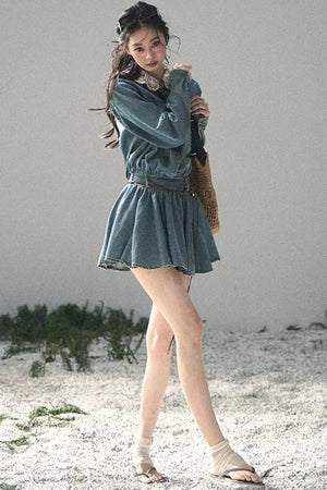 Eye-Catching Lace Collar Dress Set