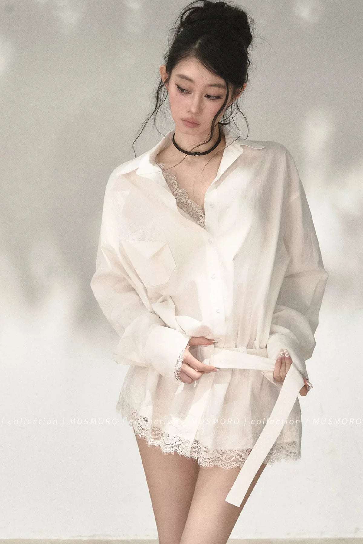 Eyelash Lace Shirt Dress