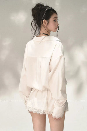 Eyelash Lace Shirt Dress
