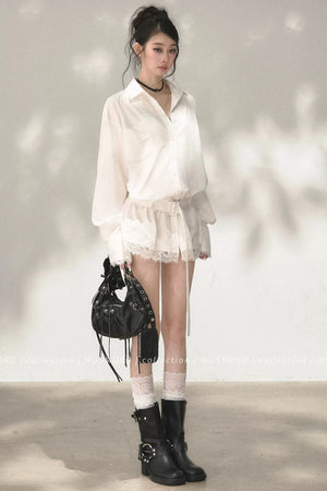Eyelash Lace Shirt Dress