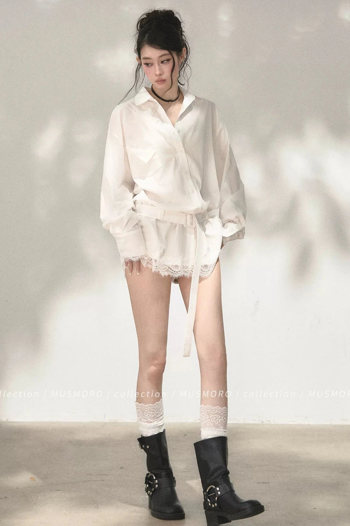 Eyelash Lace Shirt Dress